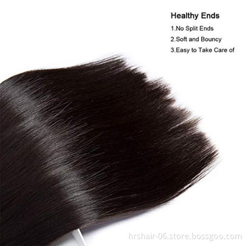 Double drawn straight human hair bundles raw virgin flat weft 12A 1B Natural black 10-24 inch thick end hair weave